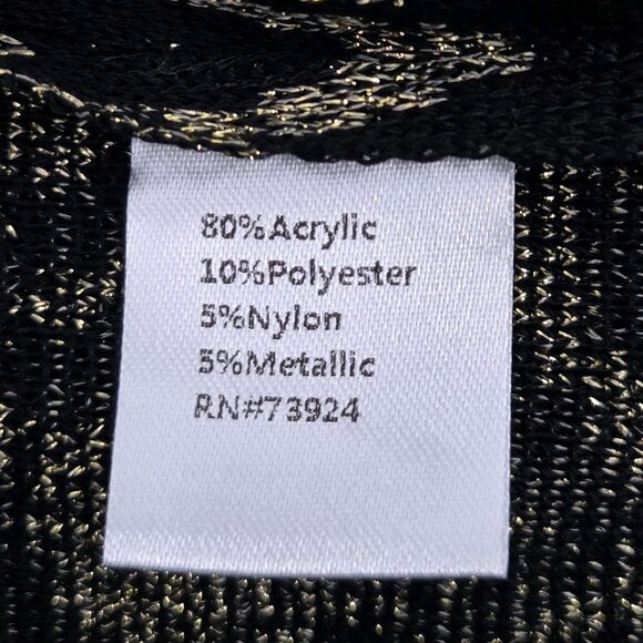 Ming Wang Cardigan Sweater Womens Small Black Gold Metallic Knit Quiet Luxury - Picture 8 of 9